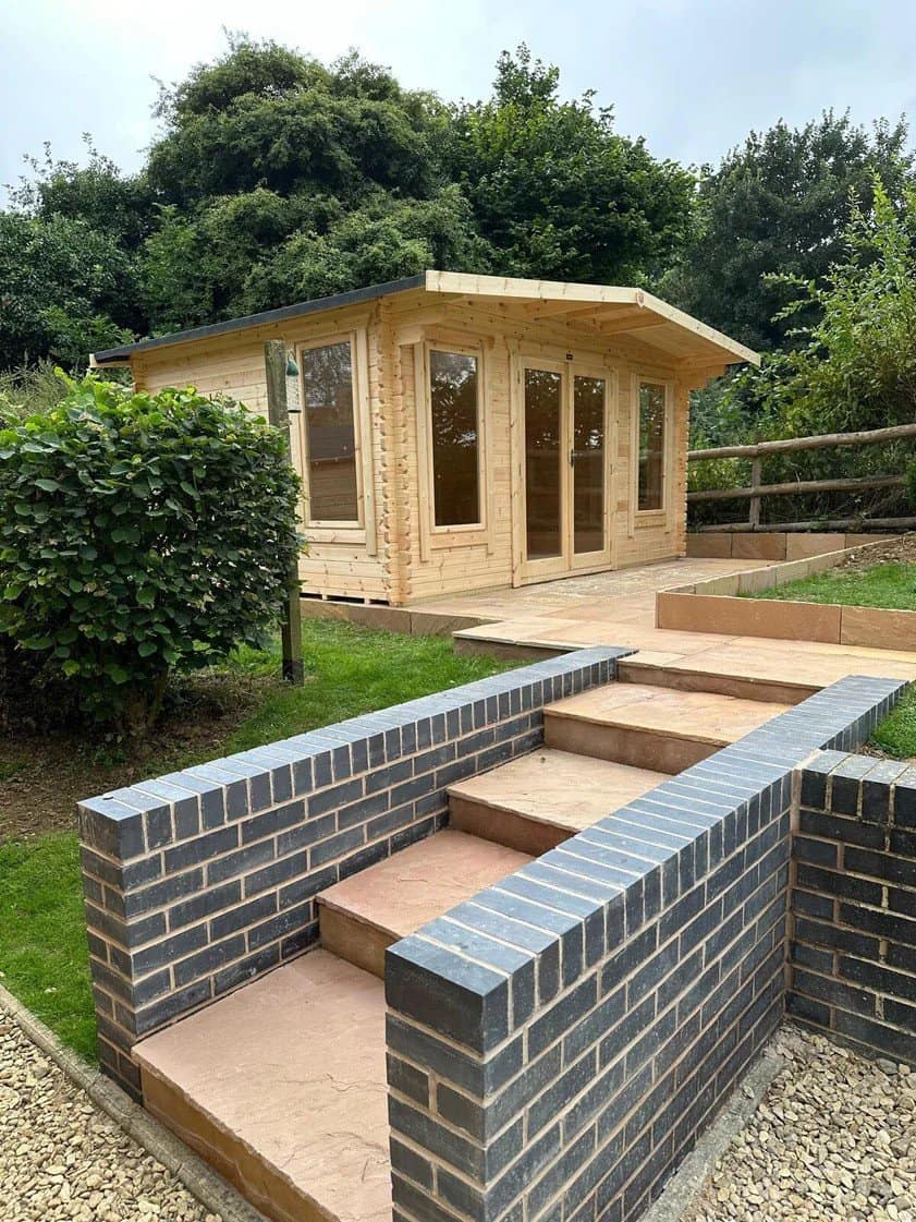 Brick retaining walls and steps