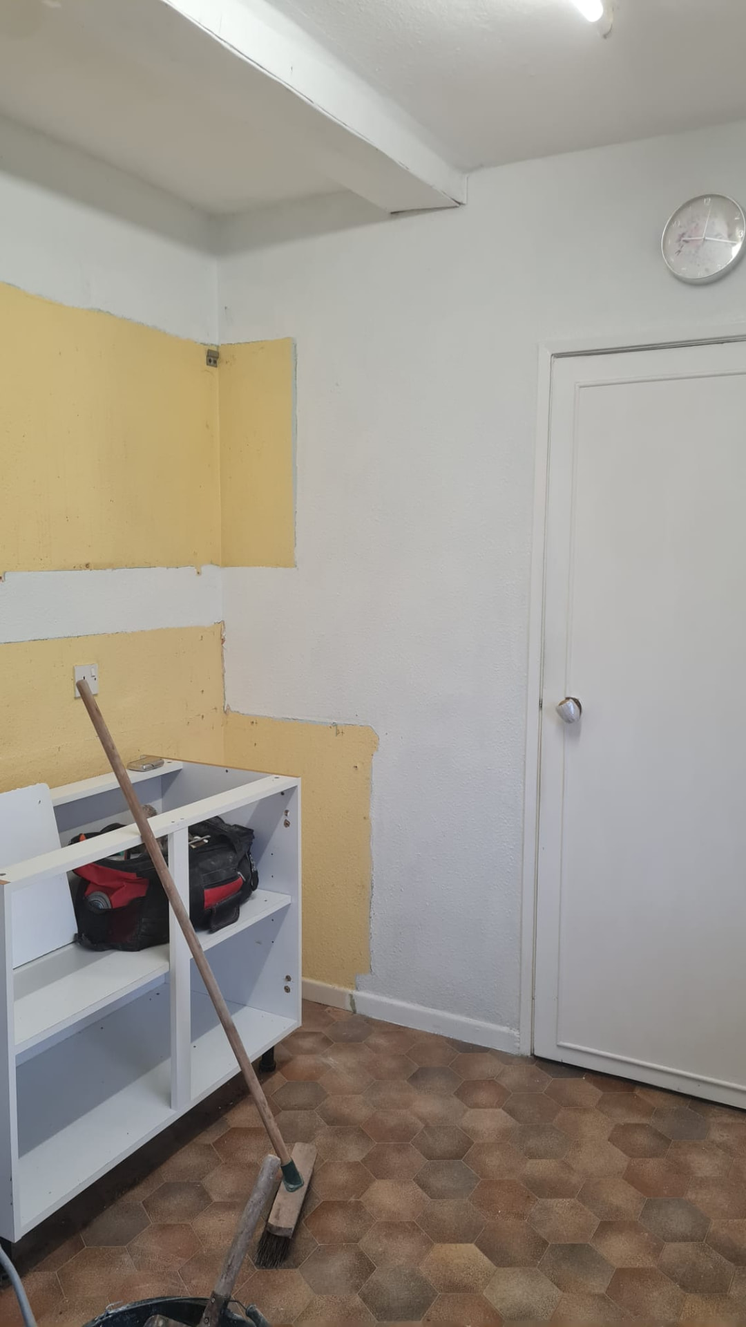 Kitchen stripped back to brick and rebuilt in gloss cashmere — step 2