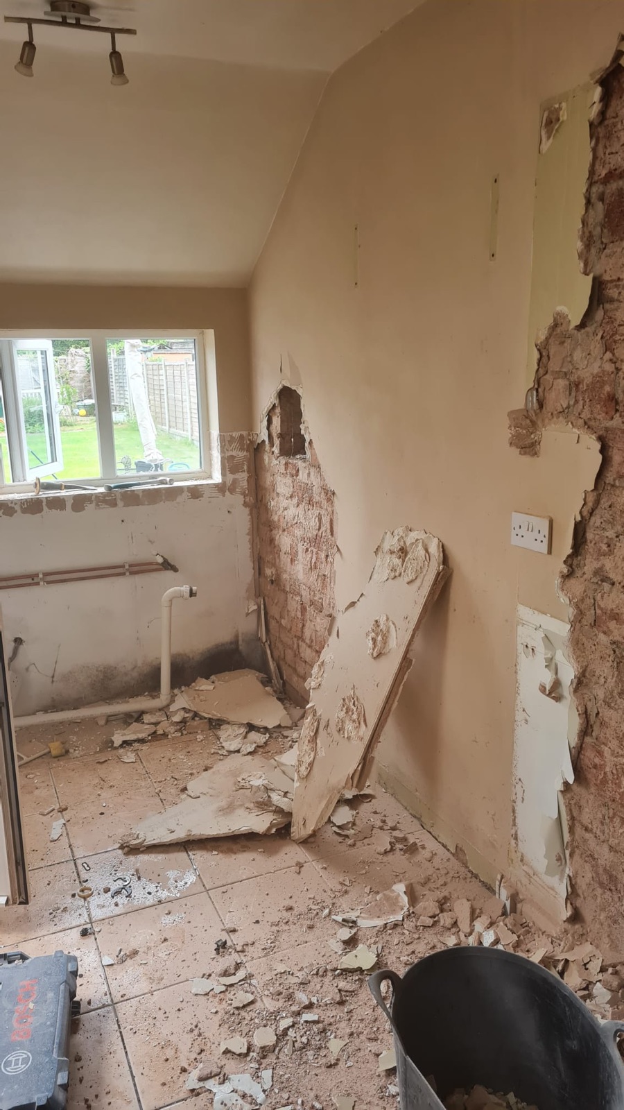 Sage galley kitchen, rebuilt from bare brick — step 1