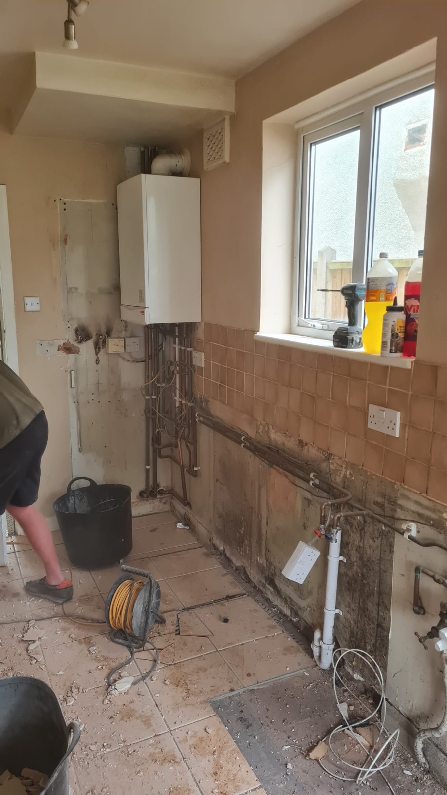 Sage galley kitchen, rebuilt from bare brick — step 2