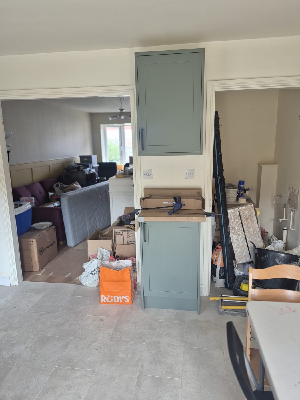 Sage shaker kitchen, fitted from a full strip-out — step 1