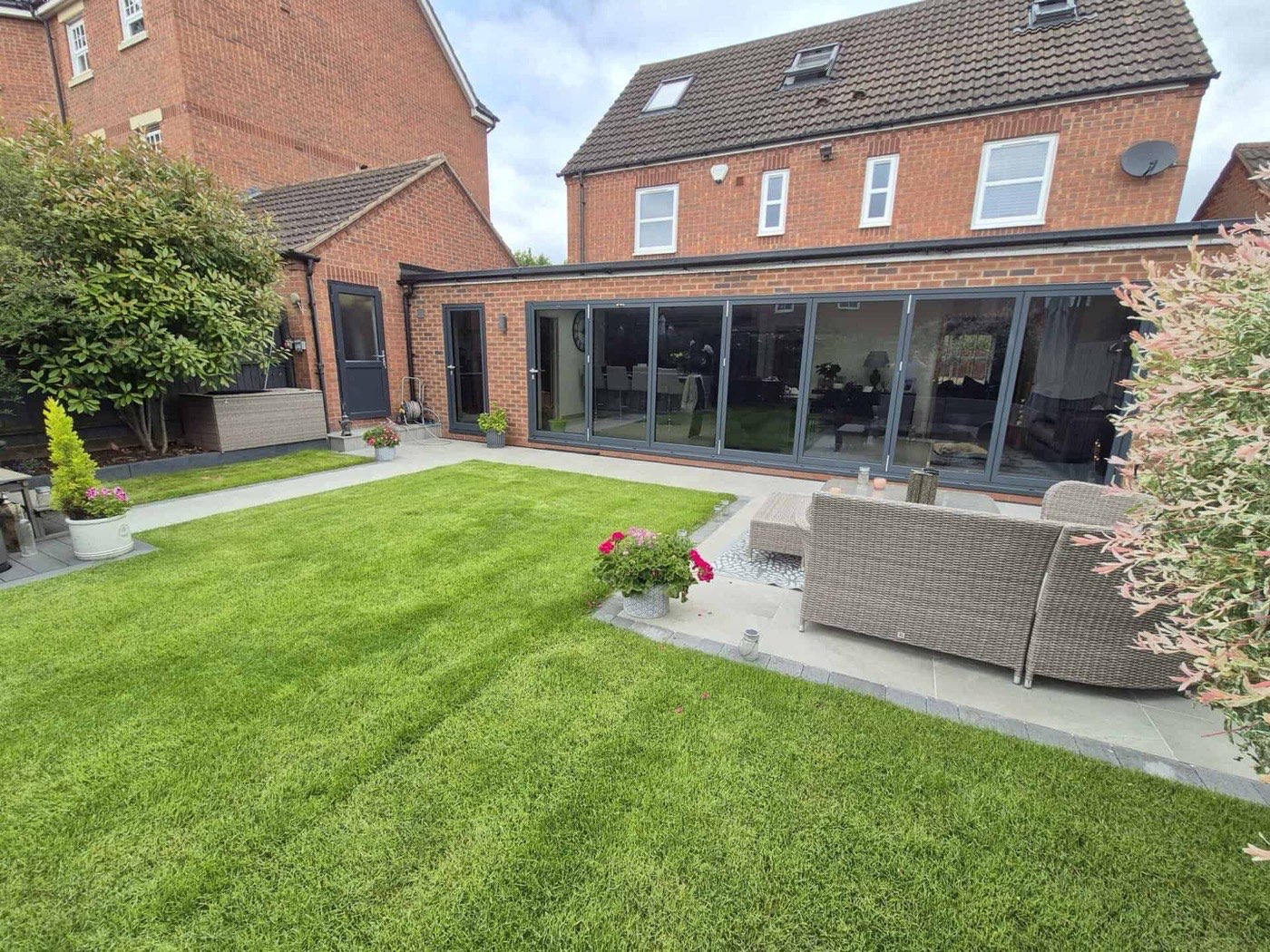 Patio laid up to new bi-folds